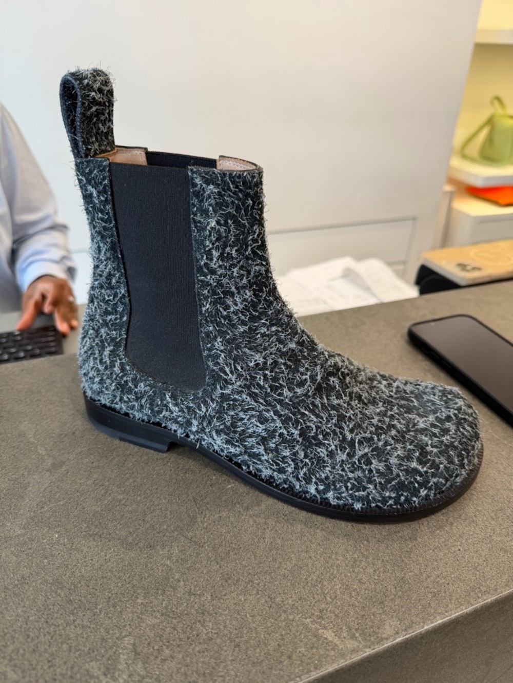Loewe Black & White Textured Chelsea Ankle Boot